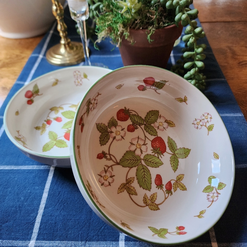 Two Sango/Sangostone bowls, "Strawberry Time"; cottagecore / vintage / retro
